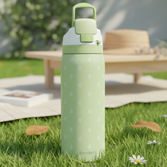 Botanical Insulated Stainless Steel Water Bottle with Straw for Sports and Travel, 32oz, Gifts for Women Girls Friends Teens Birthday Christmas