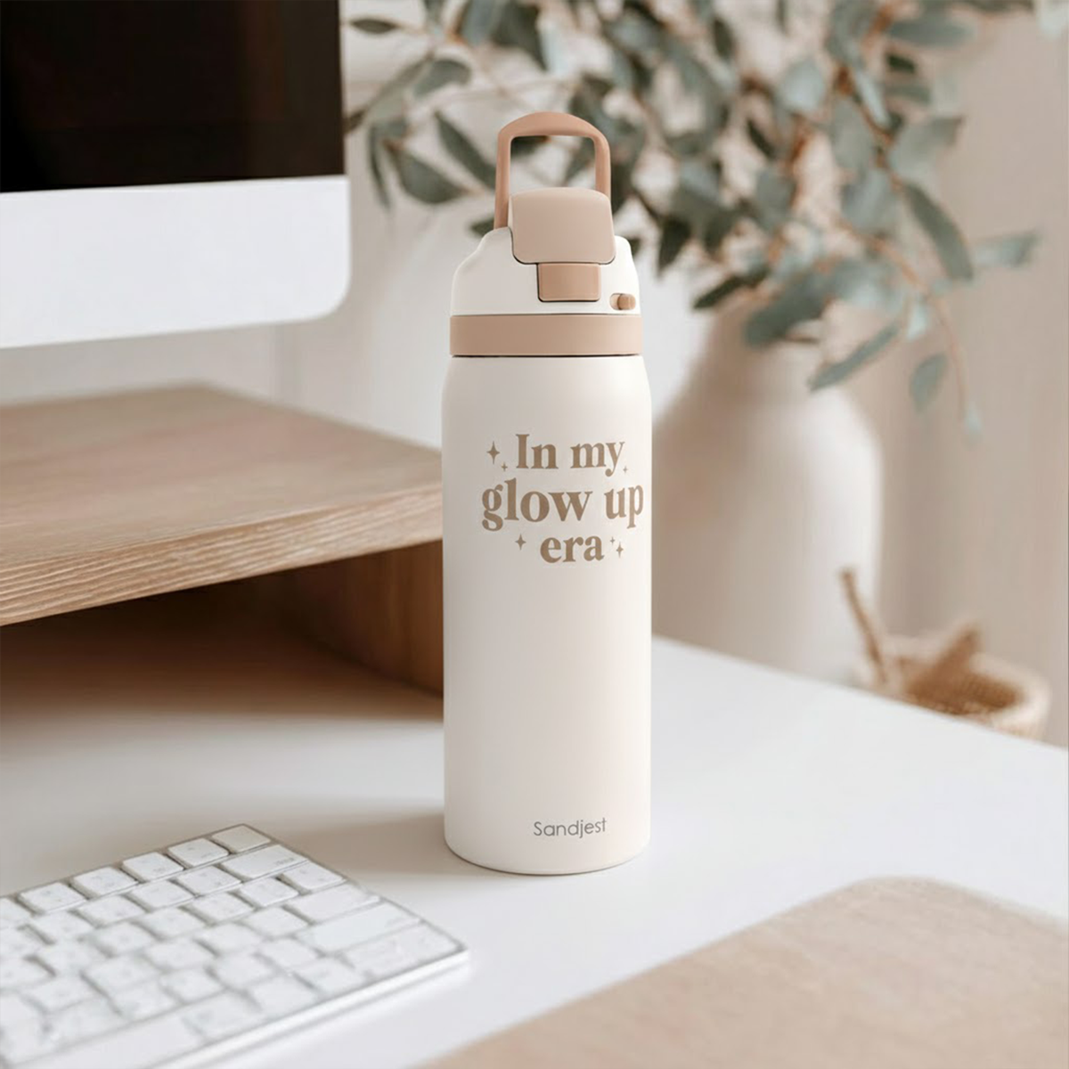 Inspiration Insulated Stainless Steel Water Bottle with Straw for Sports and Travel, In My Glow Up Era, 32oz Gifts for Women Girls Friends Teens Birthday Christmas
