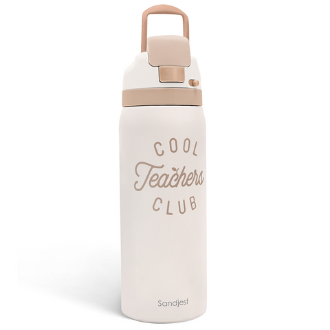 Teacher Insulated Stainless Steel Water Bottle with Straw for Sports and Travel, Cool Teachers Club, 32oz, Gifts for Women Apperciation Birthday Christmas