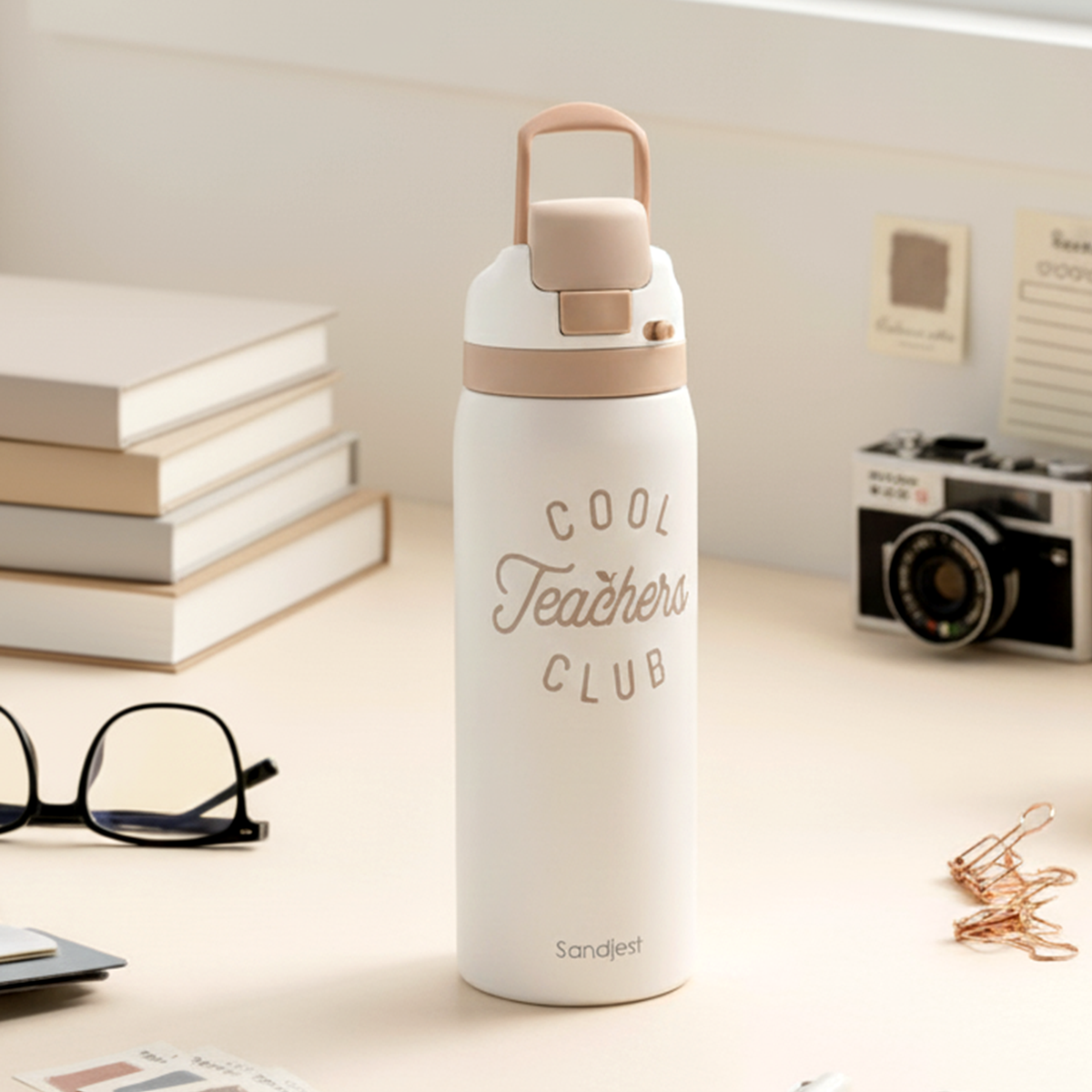 Brown Teacher VividPop | Push-button Lid Water Bottle 32oz