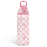 Pink Checker VividPop | Push-button Lid Water Bottle 32oz