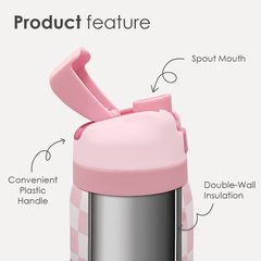 Checkered Floral Insulated Stainless Steel Water Bottle with Straw for Sports and Travel, 32oz, Gifts for Women Girls Friends Teens Birthday Christmas