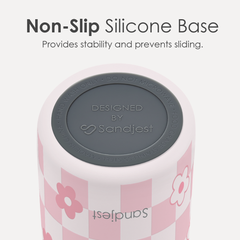 Checkered Floral Insulated Stainless Steel Water Bottle with Straw for Sports and Travel, 32oz, Gifts for Women Girls Friends Teens Birthday Christmas