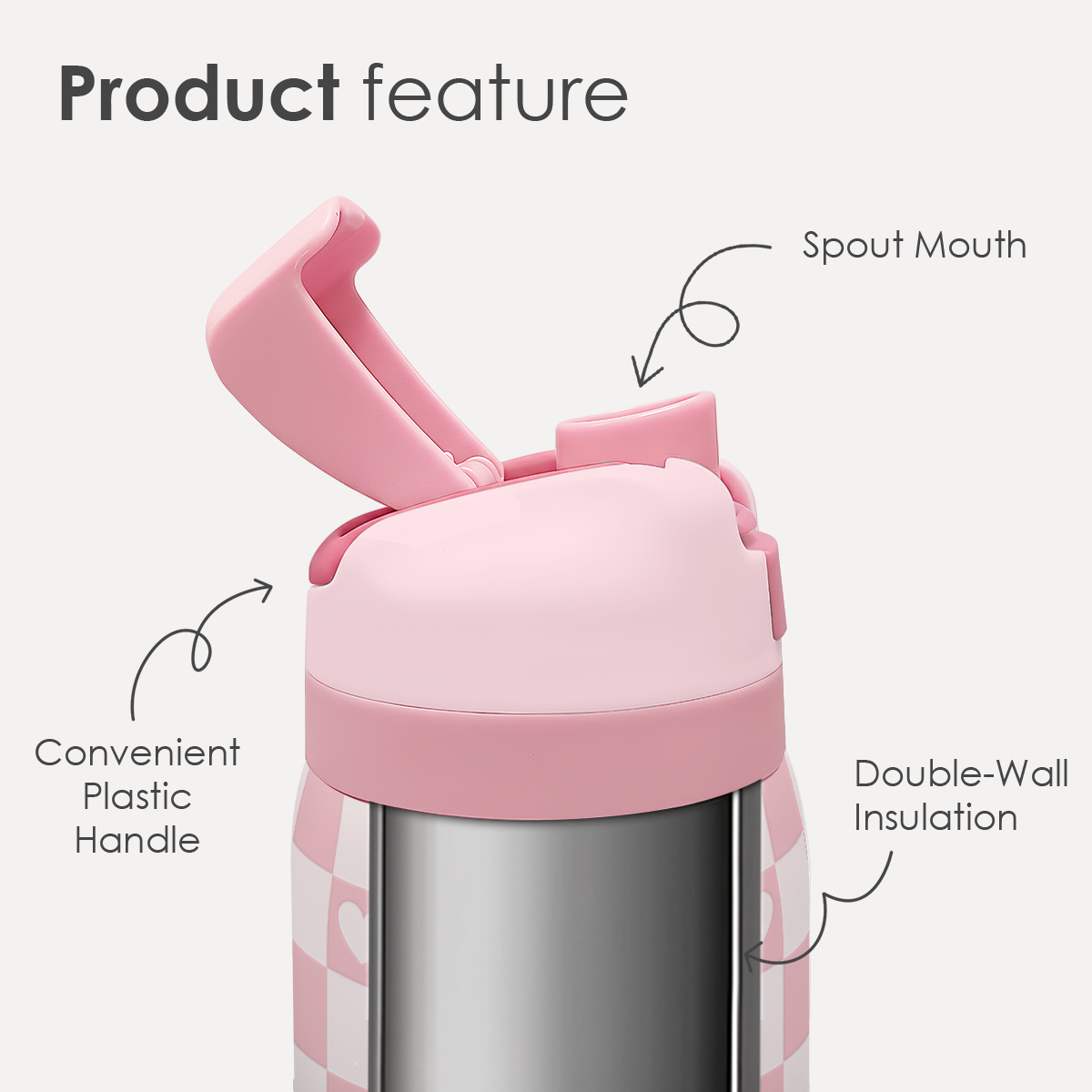 Pink Checker VividPop | Push-button Lid Water Bottle 32oz