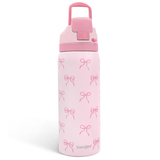 Bow Insulated Stainless Steel Water Bottle with Straw for Sports and Travel, 32oz, Gifts for Women Girls Friends Teens Birthday Christmas (Pink)
