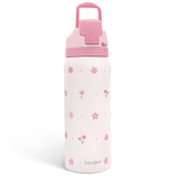 Pink Floral VividPop | Push-button Lid Water Bottle 32oz