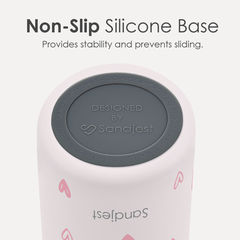 Product with a non-slip silicone base and Sandjest branding on a white background