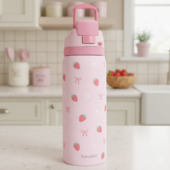 Pink Strawberry VividPop | Push-button Lid Water Bottle 32oz