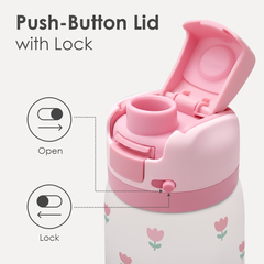 Tulip Insulated Stainless Steel Water Bottle with Straw for Sports and Travel, 32oz, Gifts for Women Girls Friends Teens Birthday Christmas (Pink)