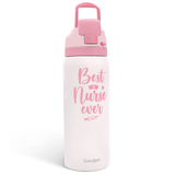 Nurse Insulated Stainless Steel Water Bottle with Straw for Sports and Travel, Best Nurse Ever, 32oz, Gifts for Women Graduation Nurse Week Appreciation Birthday Christmas