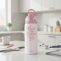 Nurse Insulated Stainless Steel Water Bottle with Straw for Sports and Travel, Best Nurse Ever, 32oz, Gifts for Women Graduation Nurse Week Appreciation Birthday Christmas
