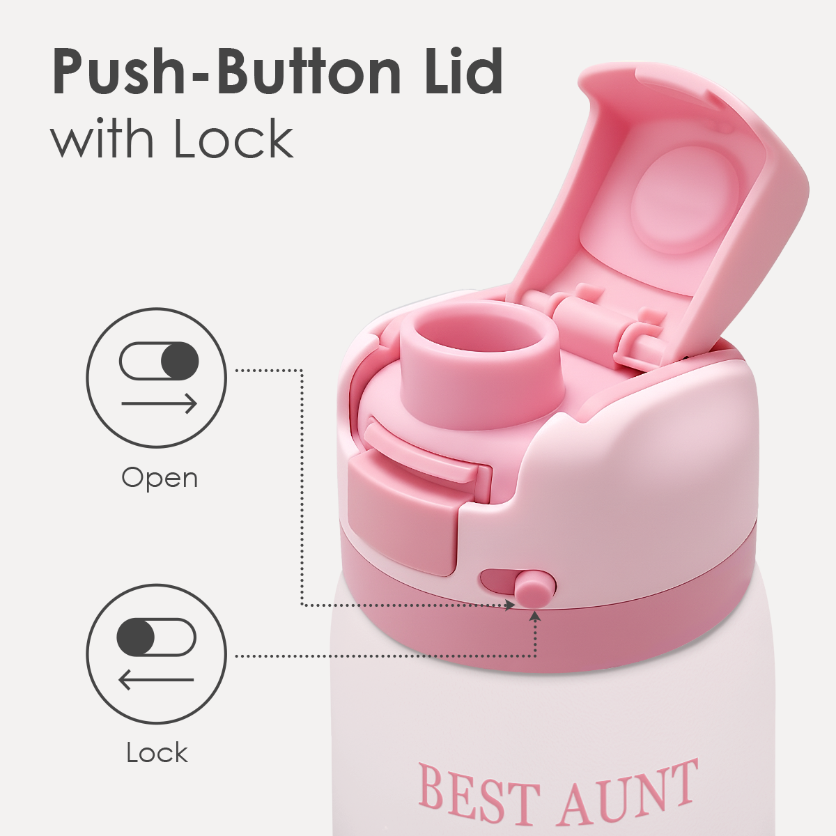 Pink Aunt VividPop | Push-button Lid Water Bottle 32oz