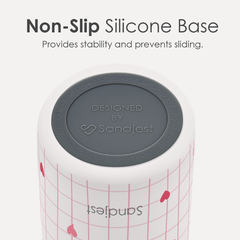 Product with a non-slip silicone base and Sandjest branding on a white background