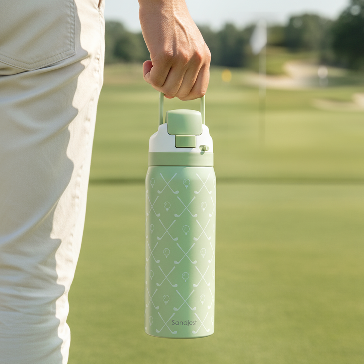 Golf Insulated Stainless Steel Water Bottle with Straw for Sports and Travel, 32oz, Gifts for Golf Lover Women Girls Friends Teens Birthday Christmas