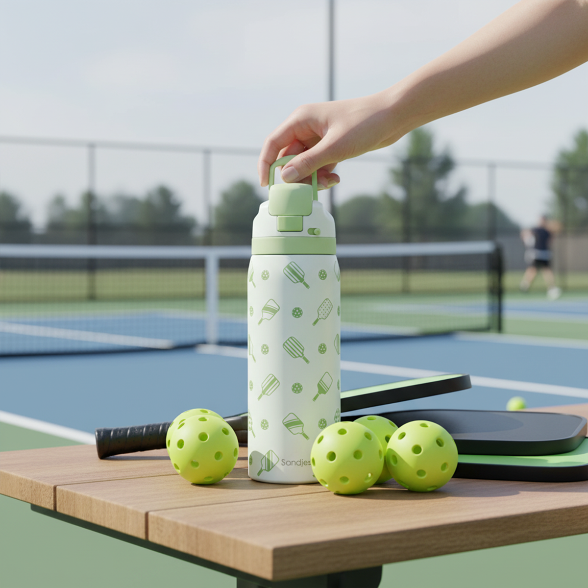 Pickleball Insulated Stainless Steel Water Bottle with Straw for Sports and Travel, 32oz, Gifts for Pickleball Lover Women Girls Friends Teens Birthday Christmas