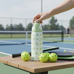 Pickleball Insulated Stainless Steel Water Bottle with Straw for Sports and Travel, 32oz, Gifts for Pickleball Lover Women Girls Friends Teens Birthday Christmas