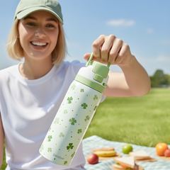 Shamrock Insulated Stainless Steel Water Bottle with Straw for Sports and Travel, 32oz, Gifts for Irish Women Girls Friends Teens Birthday Christmas St Patricks Day