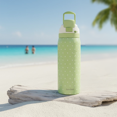 Green Polka Dots VividPop | Push-button Lid Water Bottle 32oz