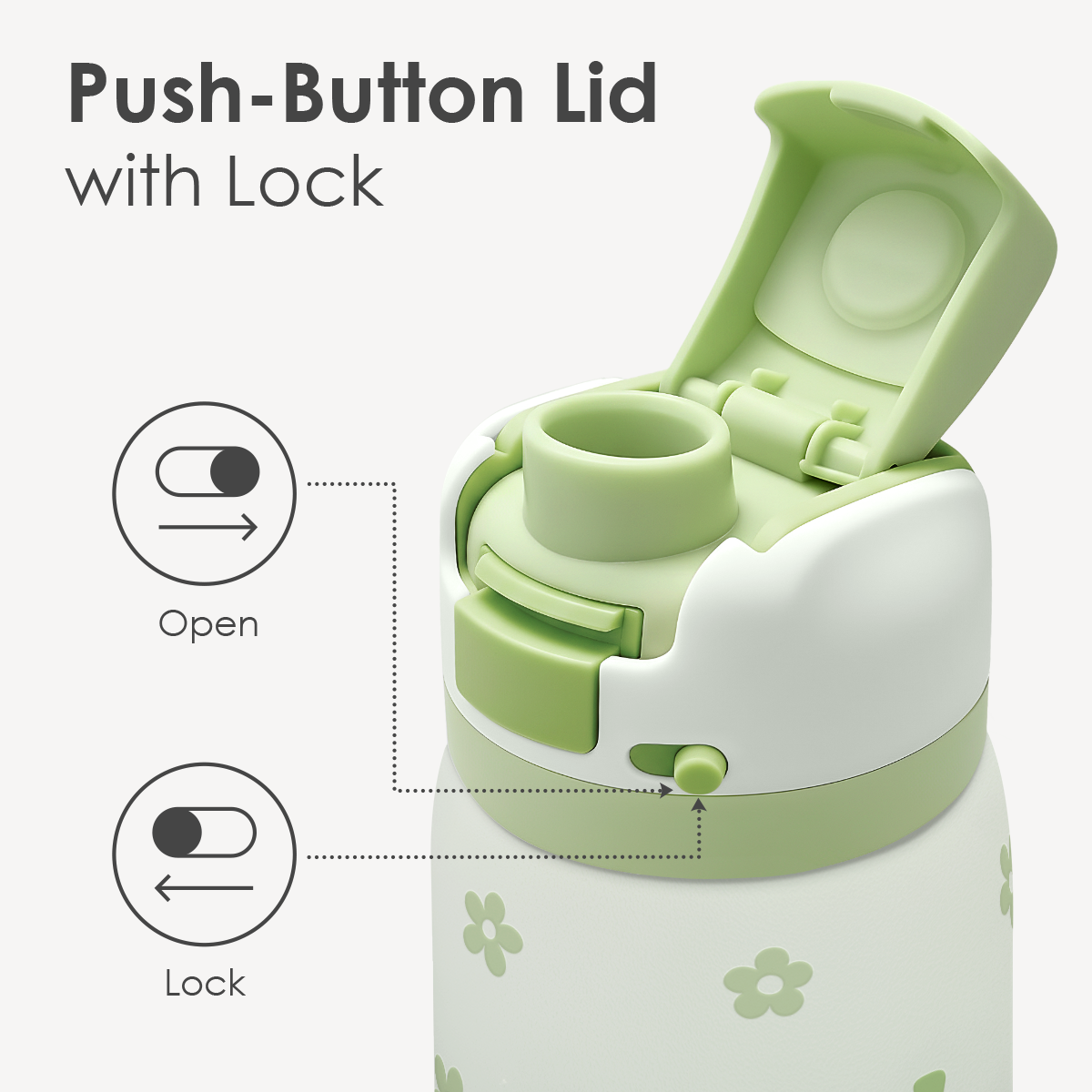Green Cool Mom Club VividPop | Push-button Lid Water Bottle 32oz