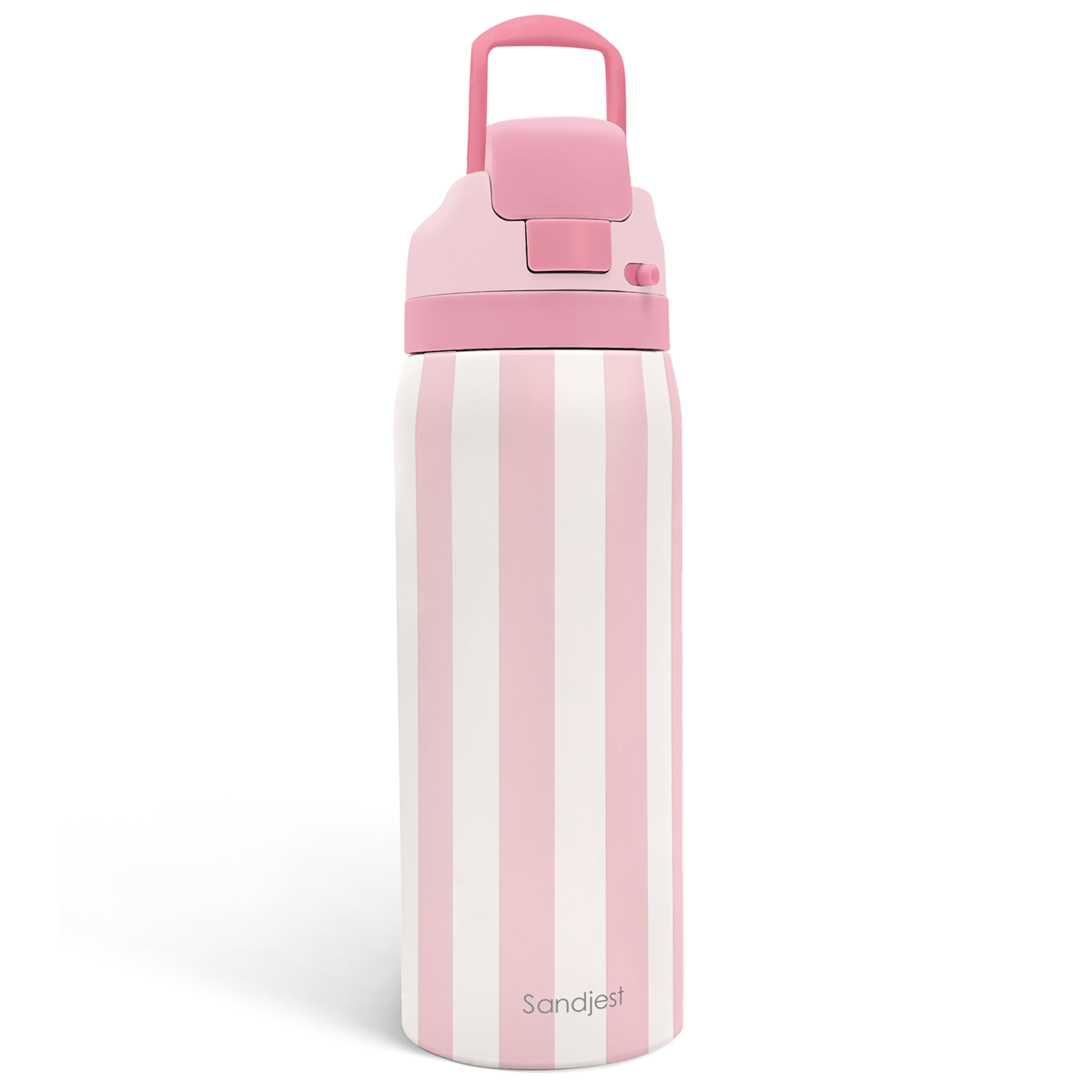 Stripe Insulated Stainless Steel Water Bottle with Straw for Sports and Travel, 32oz, Gifts for Women Girls Friends Teens Birthday Christmas (Pink)