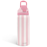 Stripe Insulated Stainless Steel Water Bottle with Straw for Sports and Travel, 32oz, Gifts for Women Girls Friends Teens Birthday Christmas (Pink)
