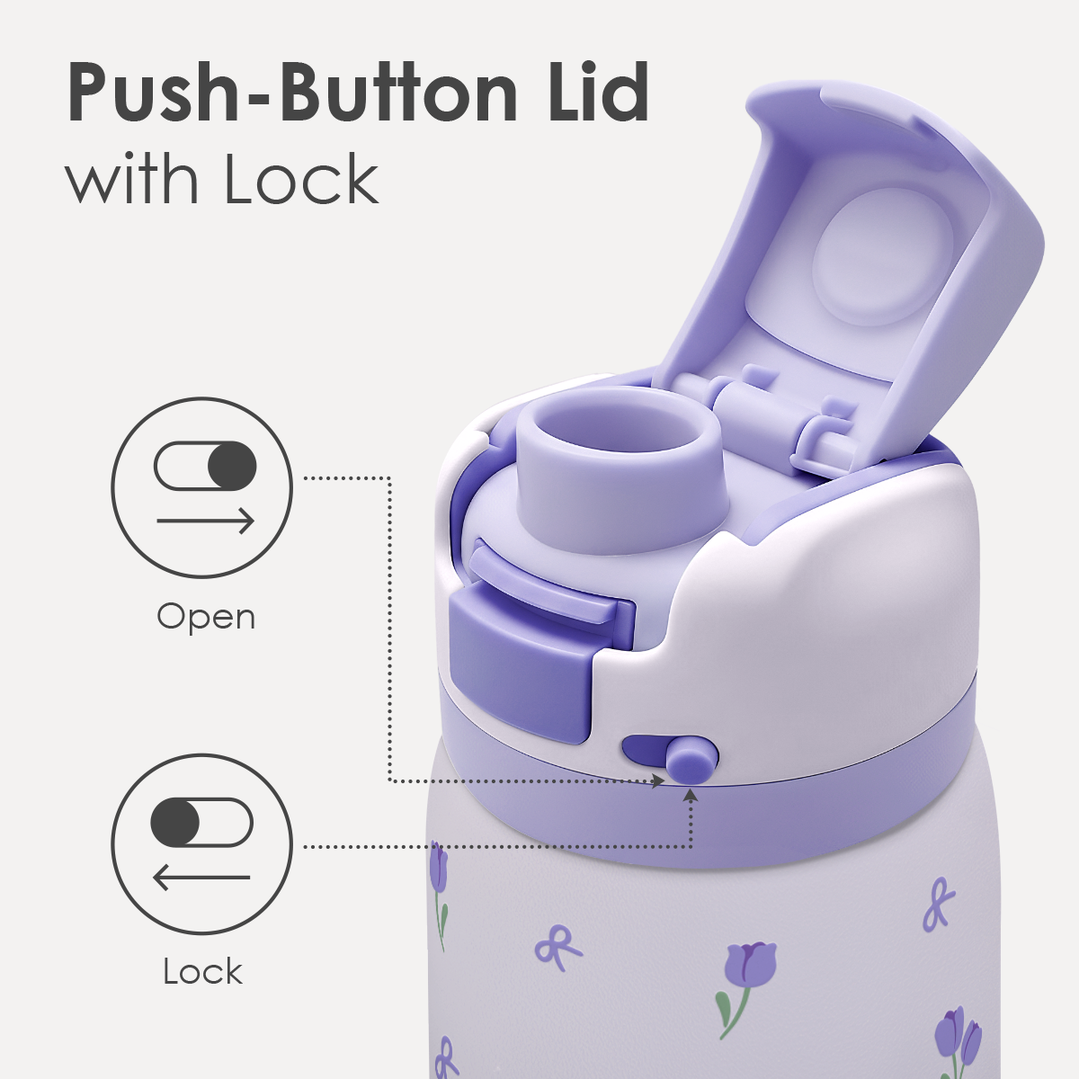 Purple Tulip VividPop | Push-button Lid Water Bottle 32oz