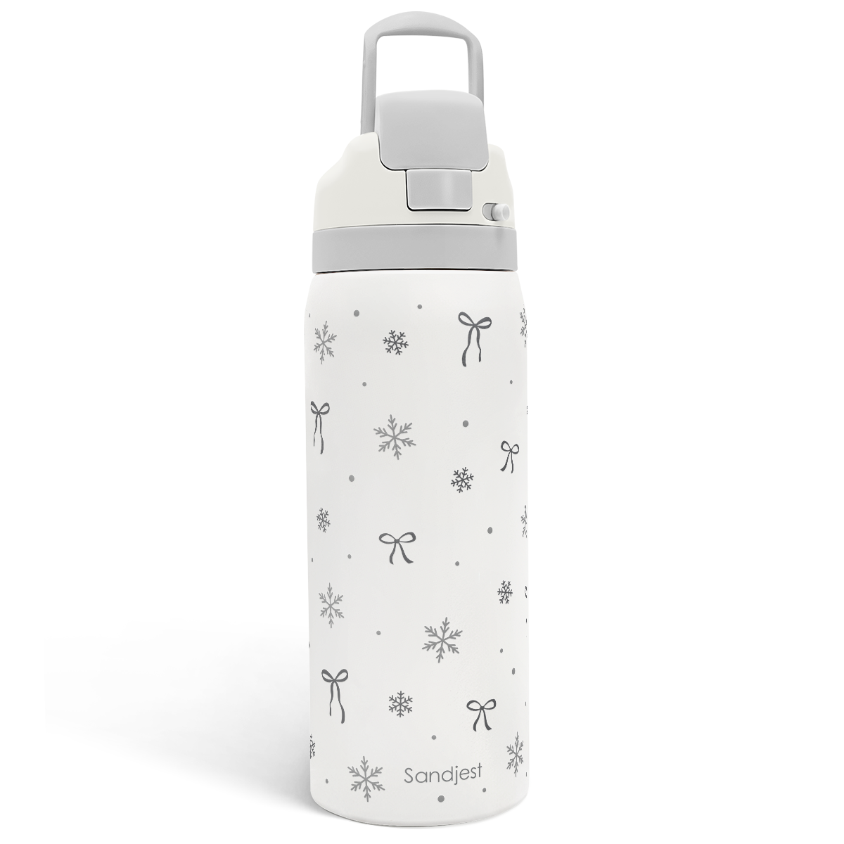 Grey Snowy VividPop | Push-button Lid Water Bottle 32oz