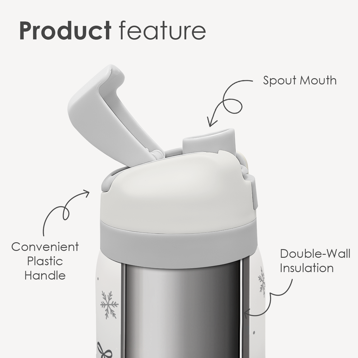 Grey Snowy VividPop | Push-button Lid Water Bottle 32oz