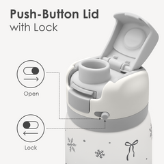 Grey Snowy VividPop | Push-button Lid Water Bottle 32oz