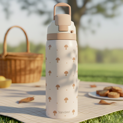 Brown Mushroom VividPop | Push-button Lid Water Bottle 32oz