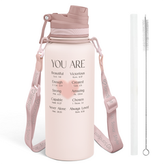 Christian Stainless Steel Water Bottle with Strap 32oz, Insulated Bottles with Straw and Spout Lid for Gym Sports Travel Outdoor, Gifts for Women Girls Birthday Christmas