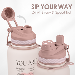 Christian Stainless Steel Water Bottle with Strap 32oz, Insulated Bottles with Straw and Spout Lid for Gym Sports Travel Outdoor, Gifts for Women Girls Birthday Christmas