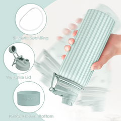 Stripe Stainless Steel Water Bottle with Strap 32oz, Insulated Bottles with Straw and Spout Lid for Gym Sports Travel Outdoor, Gifts for Women Girls Birthday Christmas