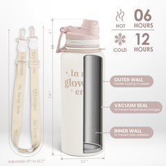 Inspiration Stainless Steel Water Bottle with Strap 32oz, Insulated Bottles with Straw and Spout Lid for Gym Sports Travel Outdoor, Gifts for Women Girls Birthday Christmas