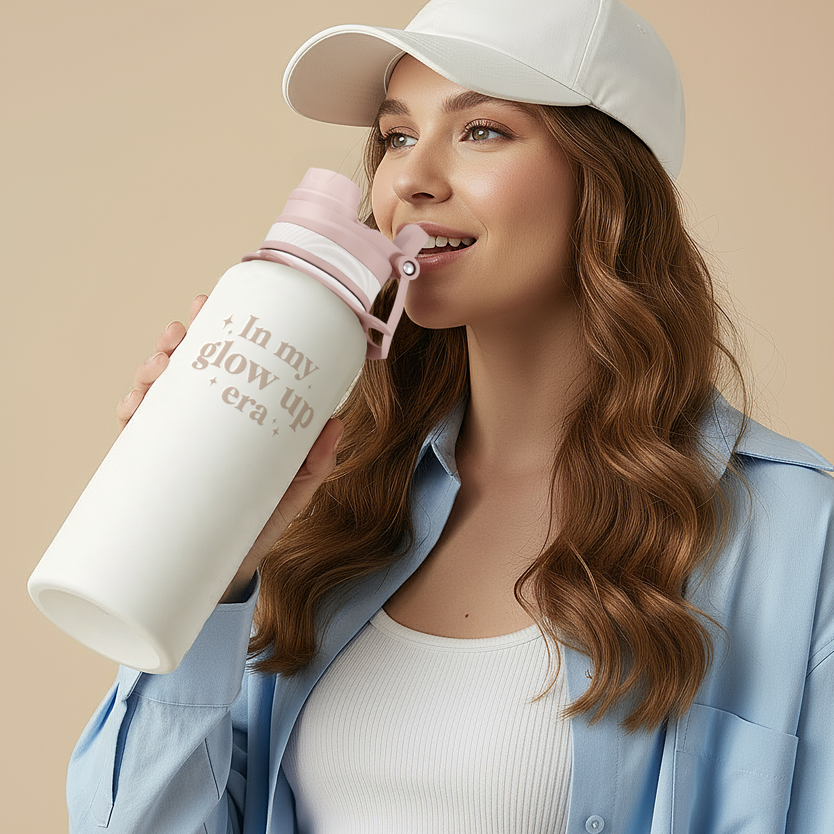 Inspiration Stainless Steel Water Bottle with Strap 32oz, Insulated Bottles with Straw and Spout Lid for Gym Sports Travel Outdoor, Gifts for Women Girls Birthday Christmas