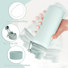 Stainless Steel Water Bottle with Strap 32oz, Insulated Bottles with Straw and Spout Lid for Gym Sports Travel Outdoor, Gifts for Women Girls Birthday Christmas (Green)