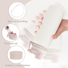 Stainless Steel Water Bottle with Strap 32oz, Insulated Bottles with Straw and Spout Lid for Gym Sports Travel Outdoor, Gifts for Women Girls Birthday Christmas (White)