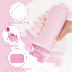 Stainless Steel Water Bottle with Strap 32oz, Insulated Bottles with Straw and Spout Lid for Gym Sports Travel Outdoor, Gifts for Women Girls Birthday Christmas (Pink)