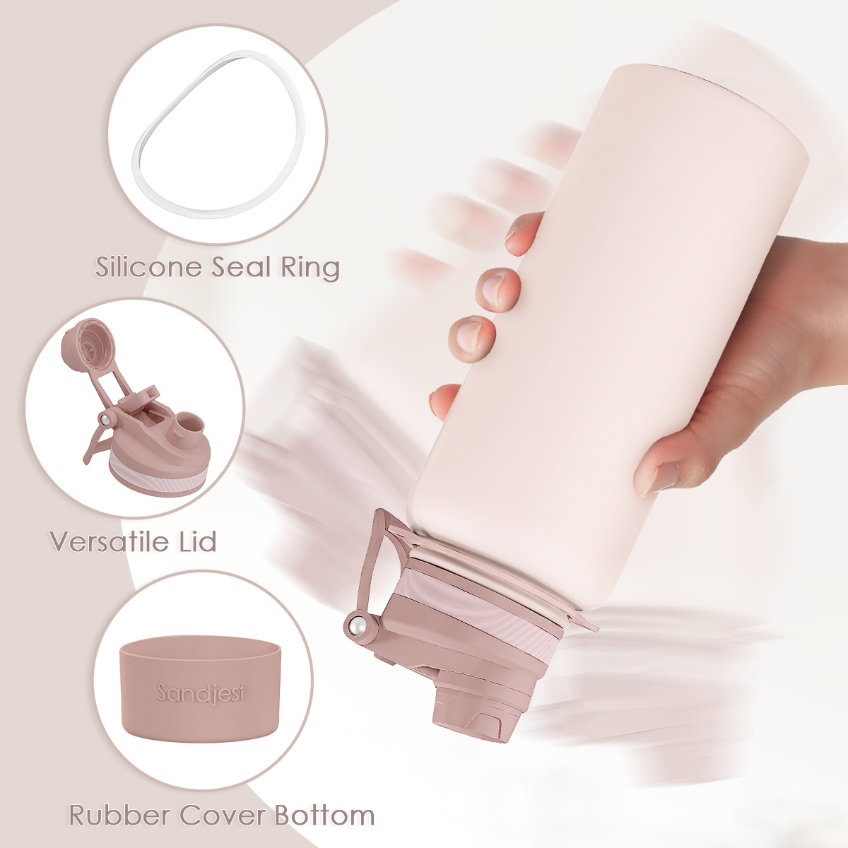 Beige silicone lid with close-up details on a beige background