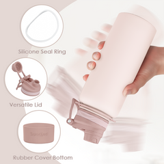 Stainless Steel Water Bottle with Strap 32oz, Insulated Bottles with Straw and Spout Lid for Gym Sports Travel Outdoor, Gifts for Women Girls Birthday Christmas (Beige)