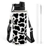 Black Cow Skin CamelMate | 2-in-1 Lid Water Bottle with Strap 32oz