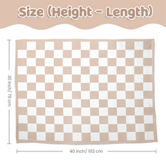 Checkered Minky Baby Blanket 30 x 40 Inches for Boys Girls, Soft Plush Receiving Blanket with Dotted Back, Gift for Toddler Newborn Infant Christmas Birthday Baby Shower