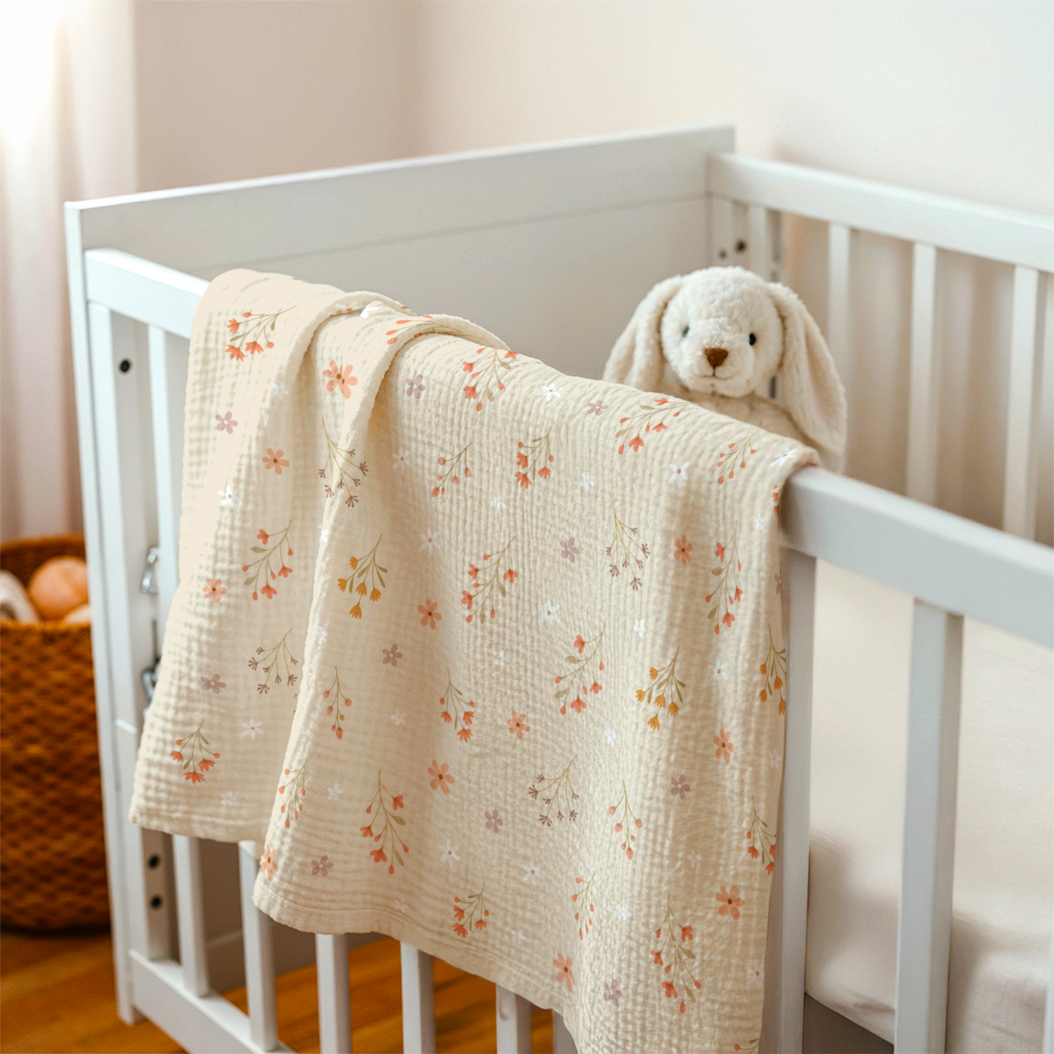 Floral Baby Blankets for Girls, Soft Nursery Minky Blankets with Muslin and Dotted Fleece Back 30x40 inches, Receiving Bed Quilt for Newborn, Infants, Toddlers