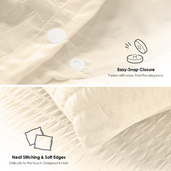Beige Duvet Cover Set, Seersucker Bedding Set