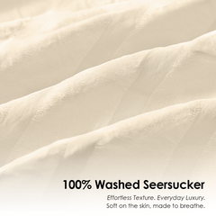 Beige Duvet Cover Set, Seersucker Bedding Set