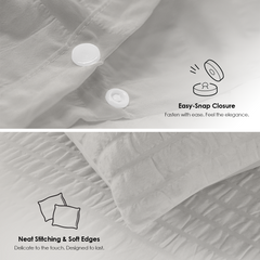 Light Grey Beige Duvet Cover Set, Seersucker Bedding Set