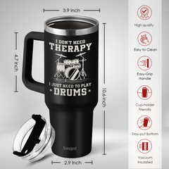 Drummer Gifts for Men, 40oz Stainless Steel Insulated Coffee Tumbler with Lid & Straw, Travel Mug Cup Gift for Drummers, Christmas Birthday