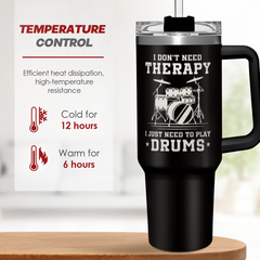 Drummer Gifts for Men, 40oz Stainless Steel Insulated Coffee Tumbler with Lid & Straw, Travel Mug Cup Gift for Drummers, Christmas Birthday