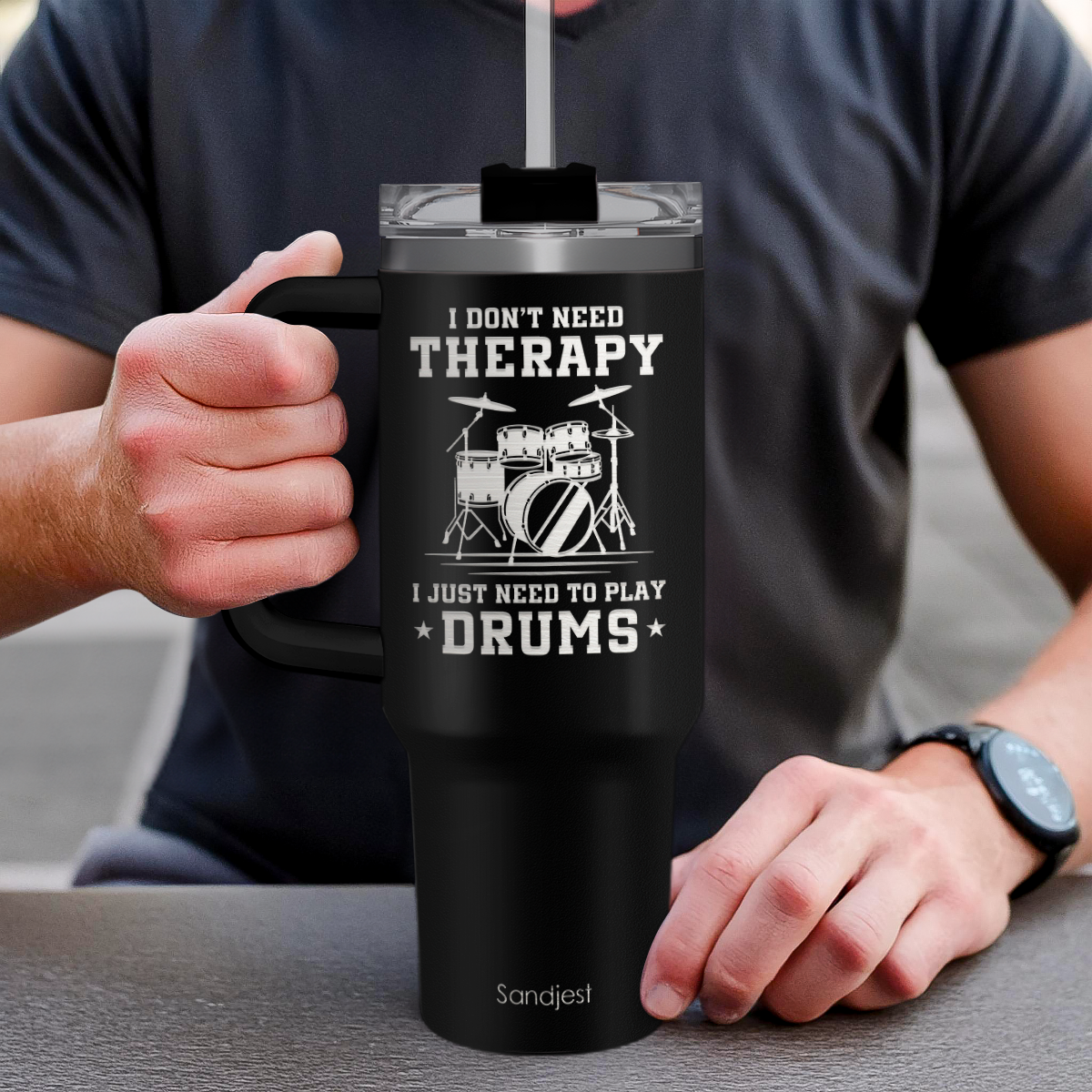 Drummer Gifts for Men, 40oz Stainless Steel Insulated Coffee Tumbler with Lid & Straw, Travel Mug Cup Gift for Drummers, Christmas Birthday