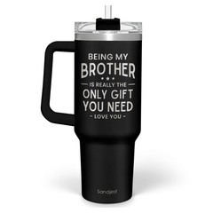 Brother Gift from Sister, 40oz Stainless Steel Insulated Coffee Tumbler With Lid & Straw, Travel Mug for Men, Christmas Birthday Father's Day